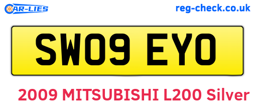 SW09EYO are the vehicle registration plates.