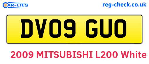 DV09GUO are the vehicle registration plates.