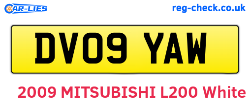 DV09YAW are the vehicle registration plates.
