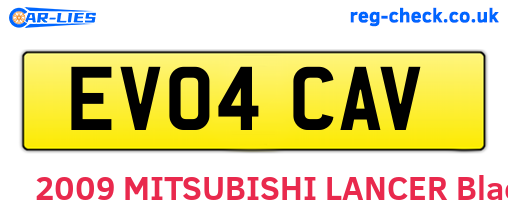 EV04CAV are the vehicle registration plates.