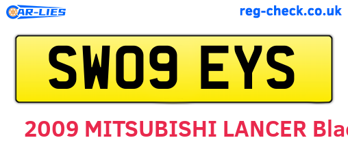 SW09EYS are the vehicle registration plates.