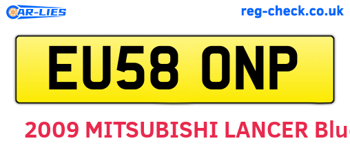 EU58ONP are the vehicle registration plates.