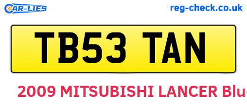 TB53TAN are the vehicle registration plates.