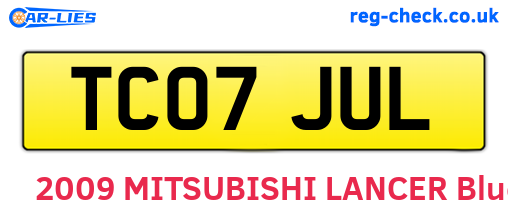 TC07JUL are the vehicle registration plates.