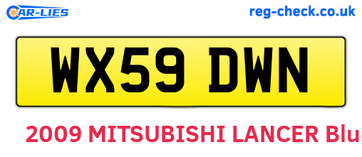 WX59DWN are the vehicle registration plates.