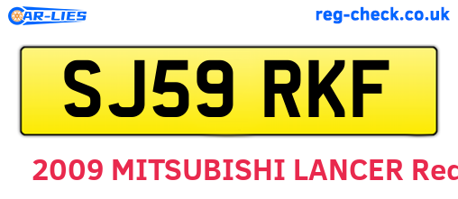 SJ59RKF are the vehicle registration plates.