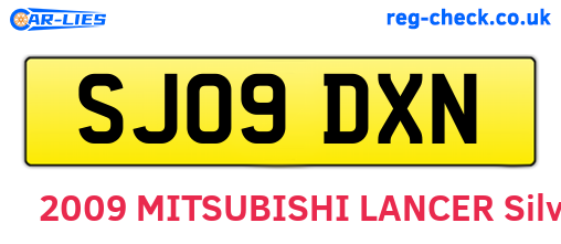 SJ09DXN are the vehicle registration plates.