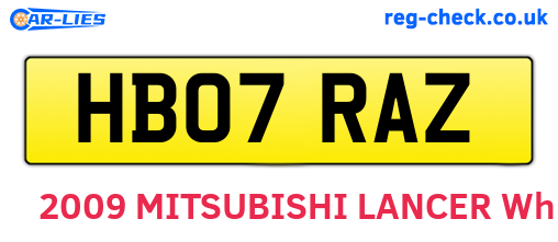 HB07RAZ are the vehicle registration plates.