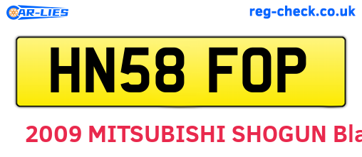 HN58FOP are the vehicle registration plates.