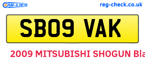 SB09VAK are the vehicle registration plates.