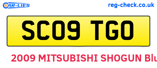 SC09TGO are the vehicle registration plates.