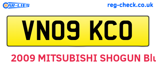 VN09KCO are the vehicle registration plates.