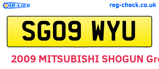 SG09WYU are the vehicle registration plates.