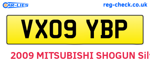 VX09YBP are the vehicle registration plates.