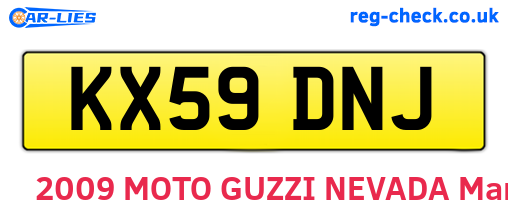 KX59DNJ are the vehicle registration plates.