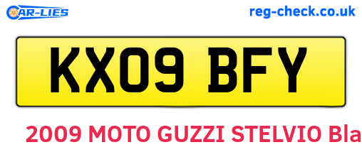 KX09BFY are the vehicle registration plates.