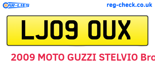 LJ09OUX are the vehicle registration plates.