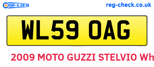 WL59OAG are the vehicle registration plates.