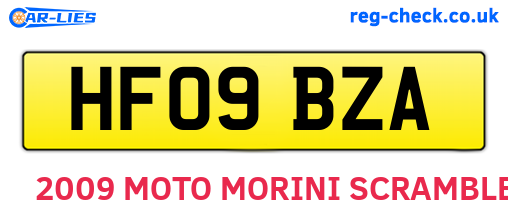 HF09BZA are the vehicle registration plates.
