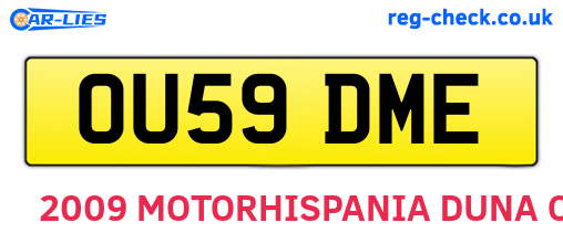 OU59DME are the vehicle registration plates.
