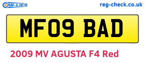 MF09BAD are the vehicle registration plates.