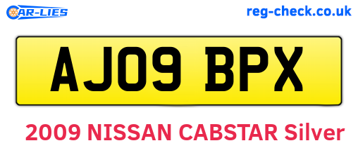 AJ09BPX are the vehicle registration plates.