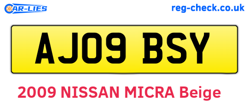 AJ09BSY are the vehicle registration plates.