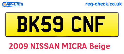 BK59CNF are the vehicle registration plates.