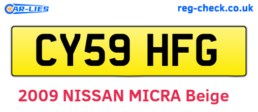 CY59HFG are the vehicle registration plates.