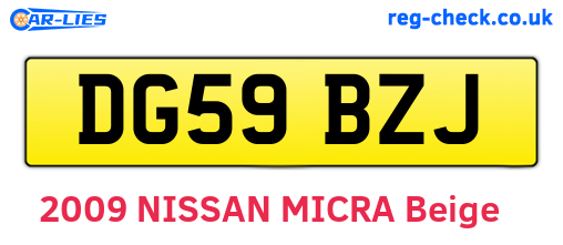 DG59BZJ are the vehicle registration plates.