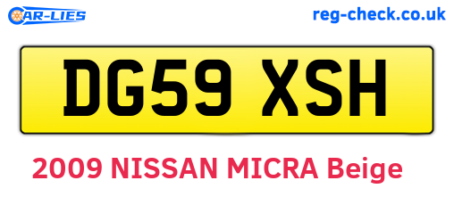 DG59XSH are the vehicle registration plates.
