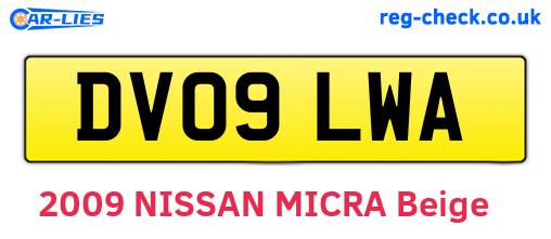 DV09LWA are the vehicle registration plates.