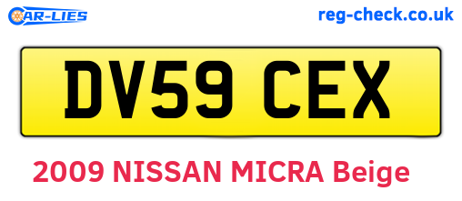 DV59CEX are the vehicle registration plates.