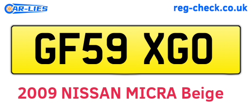 GF59XGO are the vehicle registration plates.