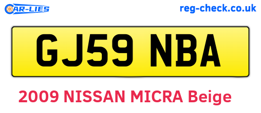 GJ59NBA are the vehicle registration plates.