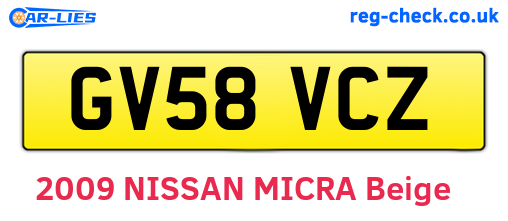 GV58VCZ are the vehicle registration plates.