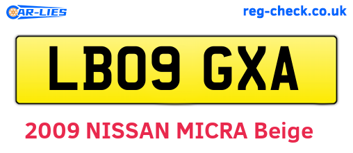 LB09GXA are the vehicle registration plates.