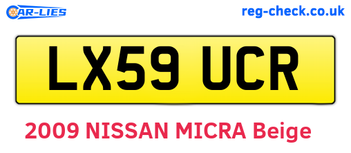 LX59UCR are the vehicle registration plates.
