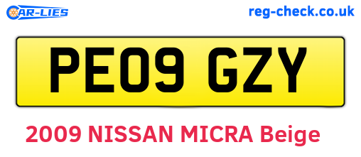 PE09GZY are the vehicle registration plates.