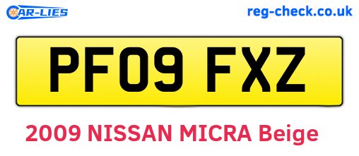PF09FXZ are the vehicle registration plates.