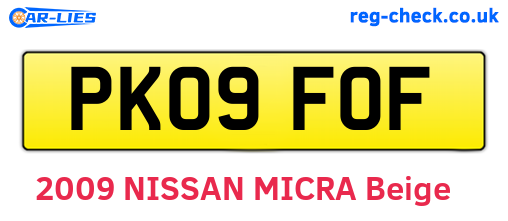 PK09FOF are the vehicle registration plates.