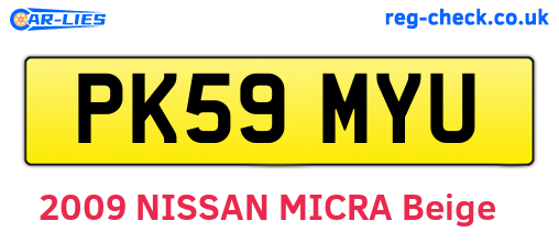 PK59MYU are the vehicle registration plates.