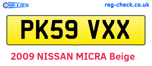 PK59VXX are the vehicle registration plates.