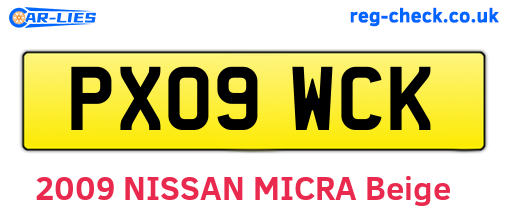 PX09WCK are the vehicle registration plates.