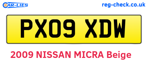 PX09XDW are the vehicle registration plates.