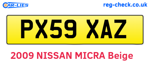 PX59XAZ are the vehicle registration plates.