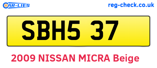 SBH537 are the vehicle registration plates.