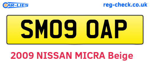 SM09OAP are the vehicle registration plates.