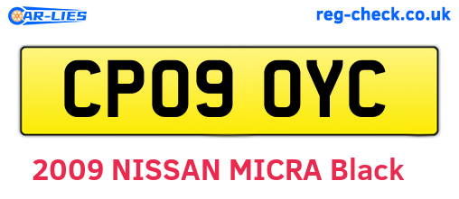 CP09OYC are the vehicle registration plates.