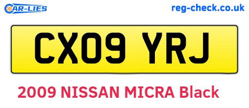 CX09YRJ are the vehicle registration plates.